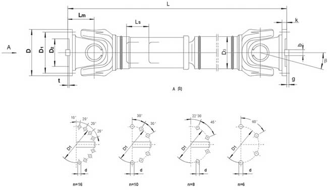 SWC-BH型標(biāo)準(zhǔn)伸縮焊接式萬(wàn)向聯(lián)器結(jié)構(gòu)圖