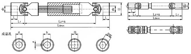 WSS可伸縮型十字萬向聯軸器結構圖